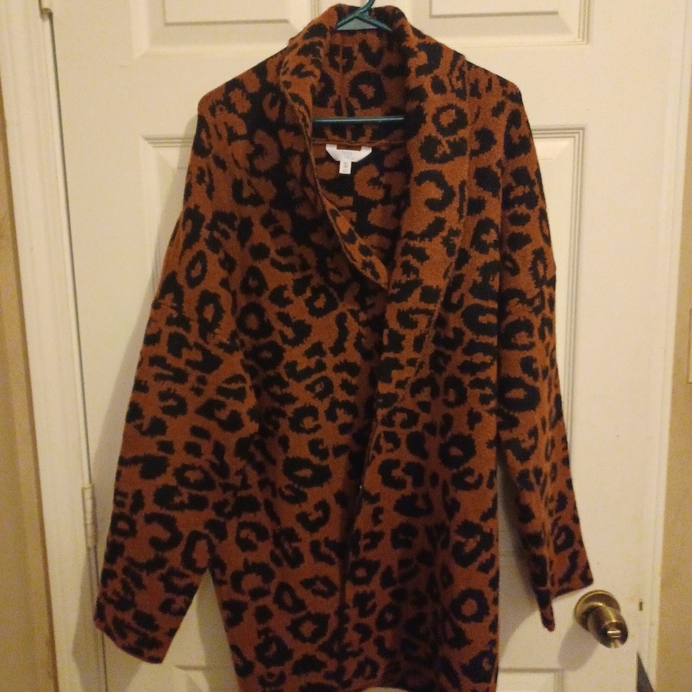 Time n Truu Leopard Cardigan Sweater 2x